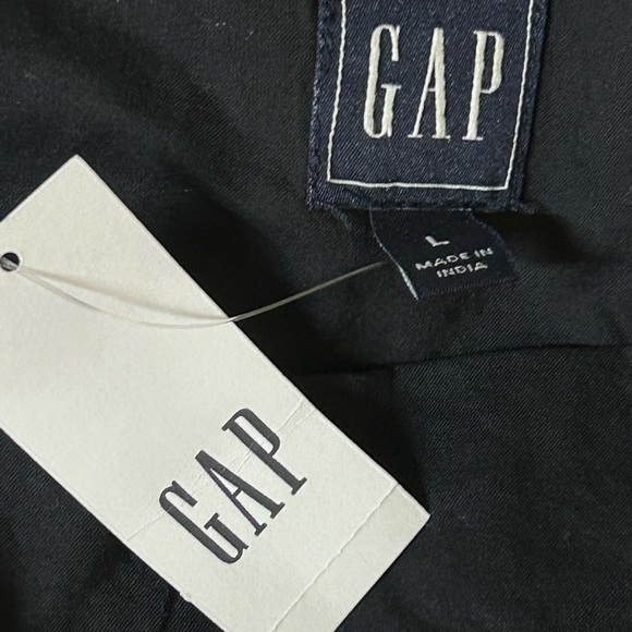 GAP Button Front Tiered Shift Dress Black 100%Cotton Prairie Festival Women Sz L - Picture 10 of 13